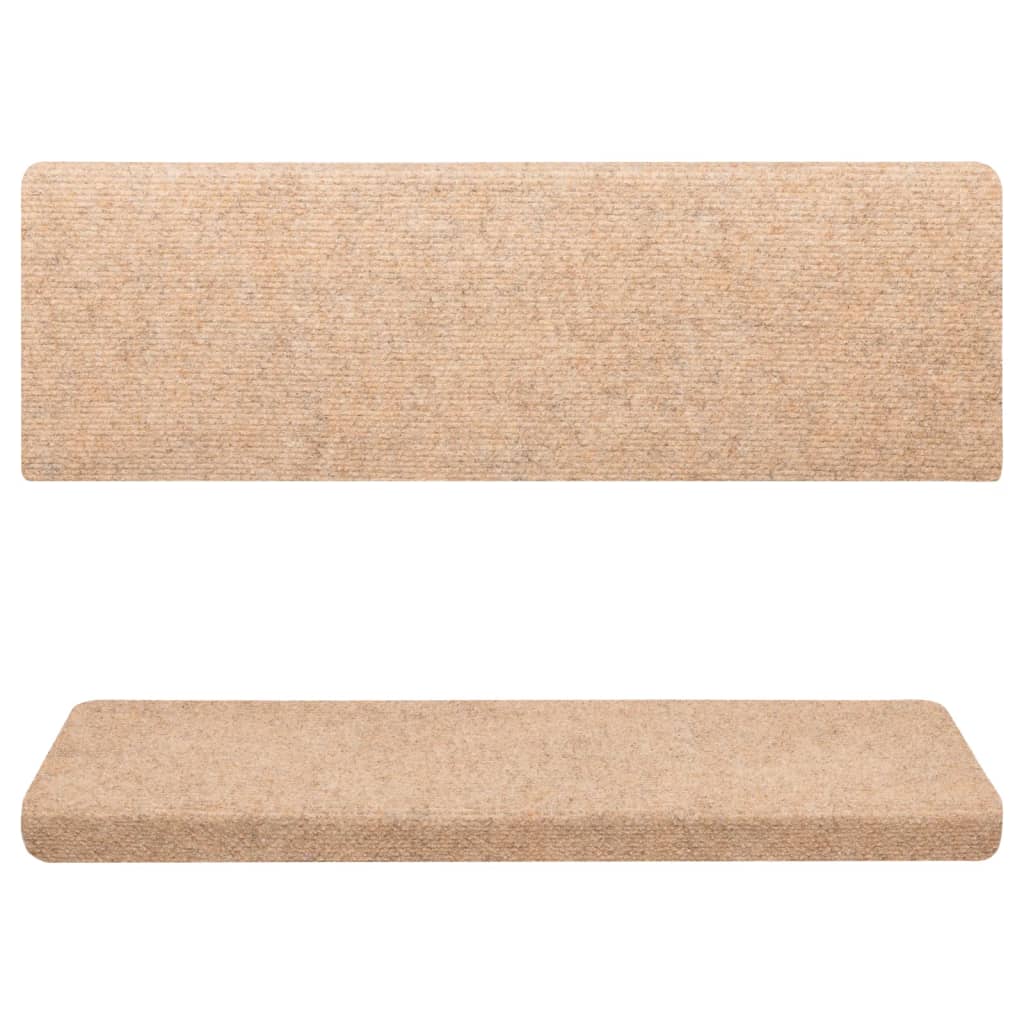 Stair mats 15 pcs needle punch 65x21x4 cm cream white