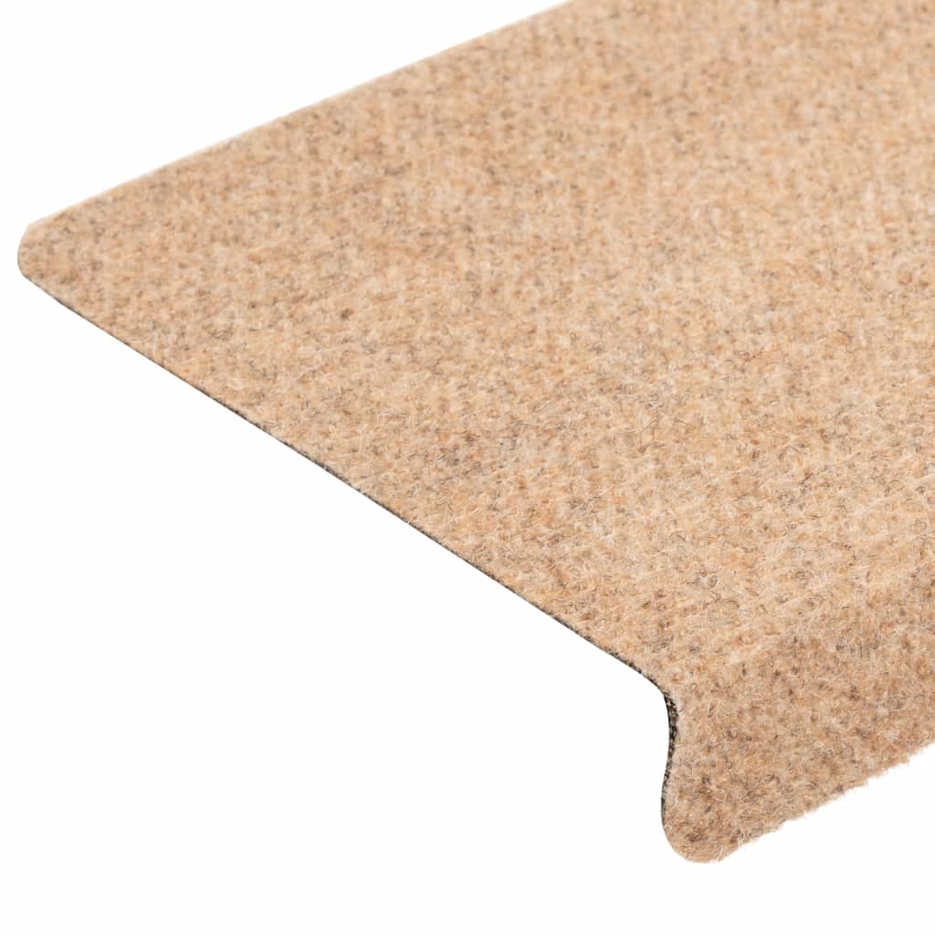 Stair mats 15 pcs needle punch 65x21x4 cm cream white