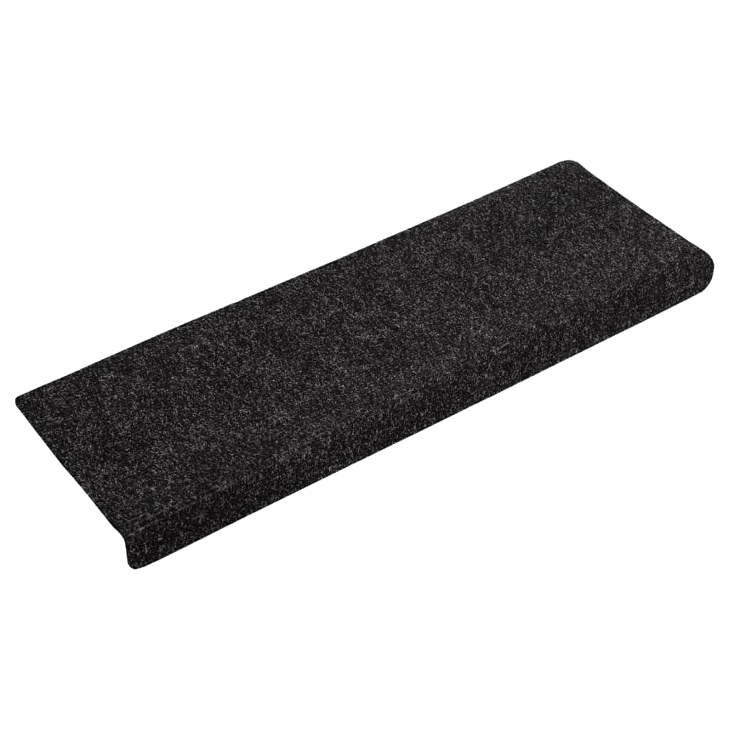 Stair mats 15 pcs needle punch 65x21x4 cm black
