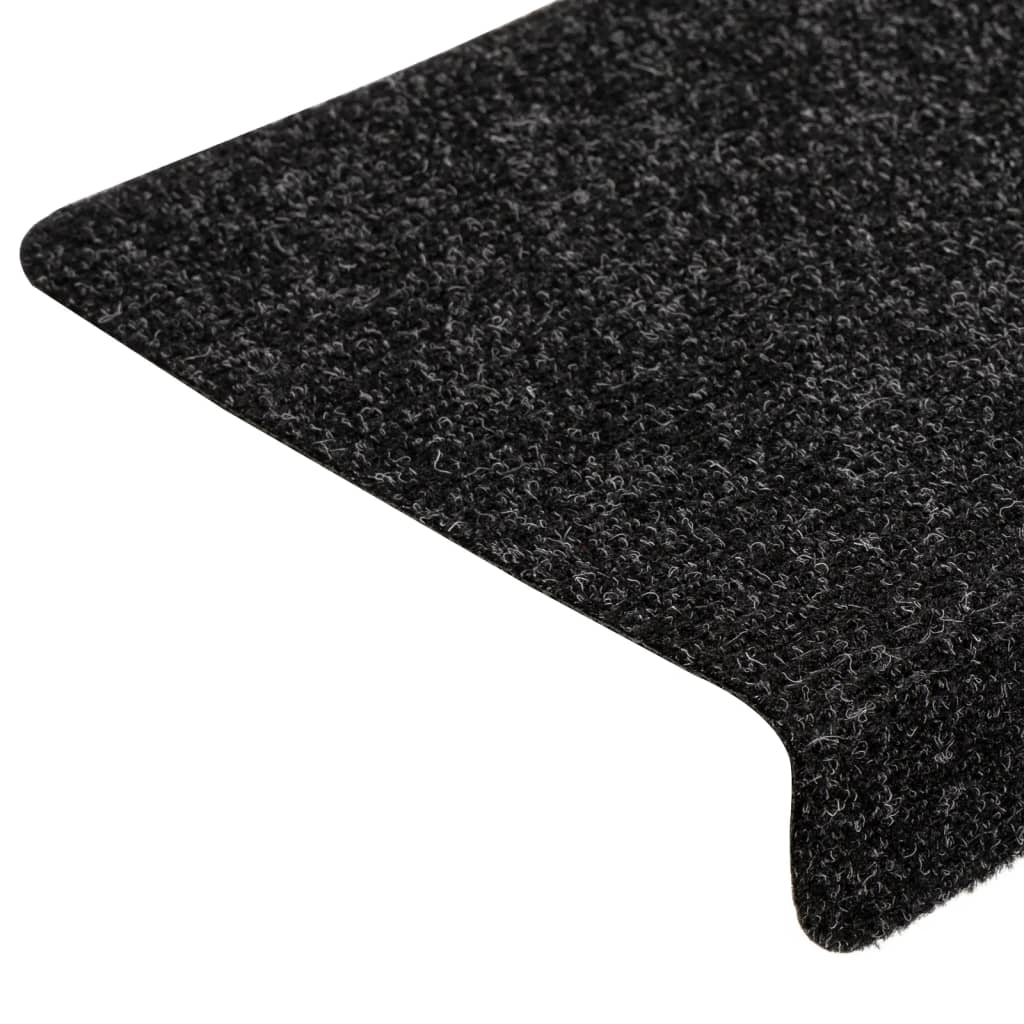Stair mats 15 pcs needle punch 65x21x4 cm black