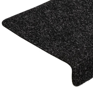 Stair mats 15 pcs needle punch 65x21x4 cm black