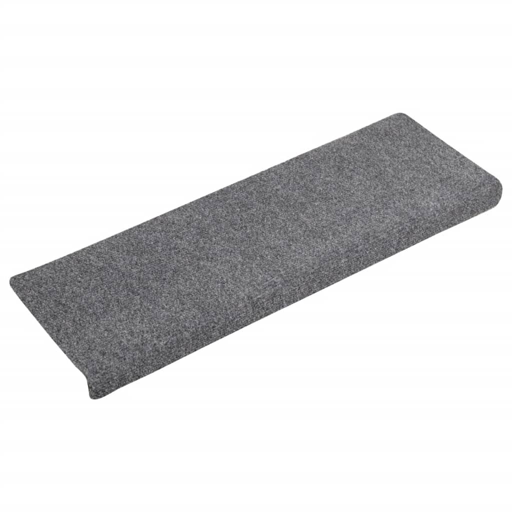Stair mats 15 pcs needle stamp 65x21x4 cm light grey