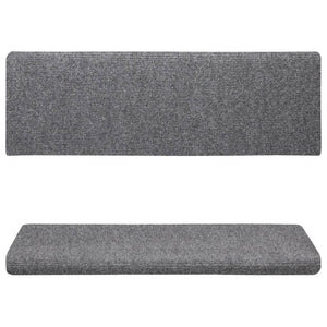 Stair mats 15 pcs needle stamp 65x21x4 cm light grey