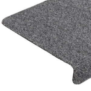 Stair mats 15 pcs needle stamp 65x21x4 cm light grey