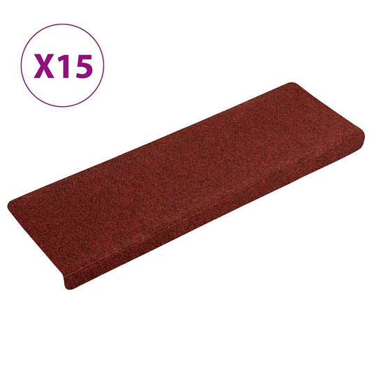 Stair mats 15 pcs needle stamp 65x21x4 cm red