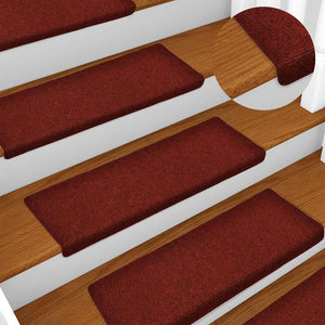 Stair mats 15 pcs needle stamp 65x21x4 cm red