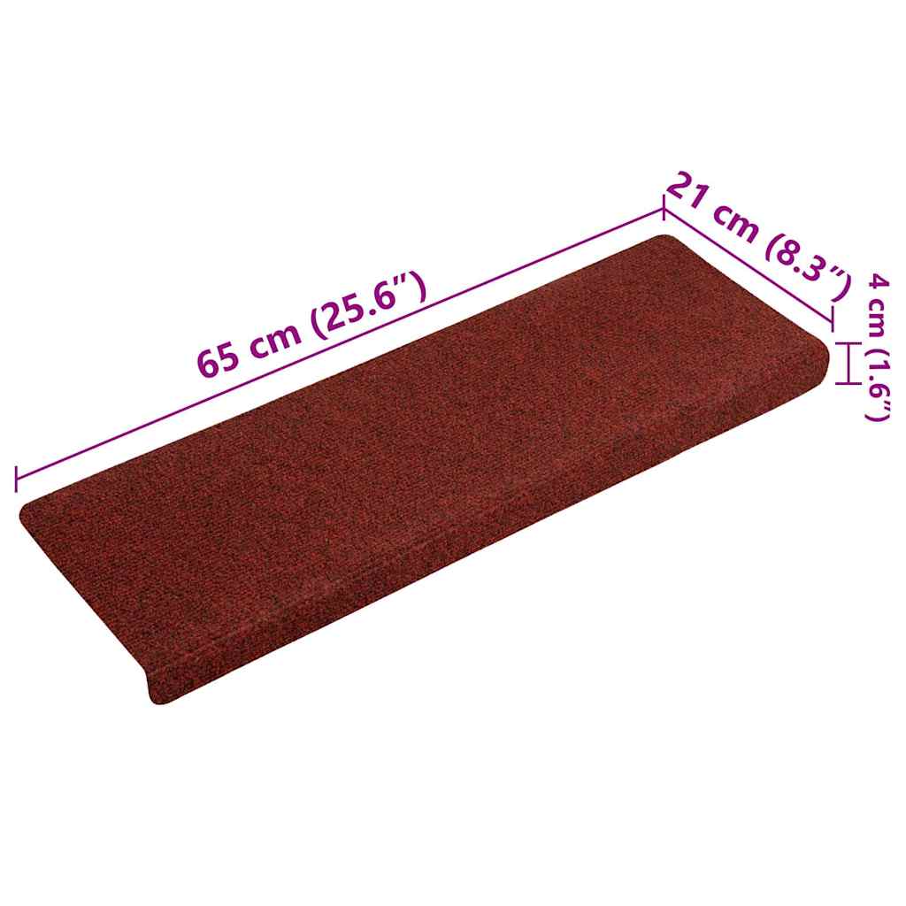 Stair mats 15 pcs needle stamp 65x21x4 cm red