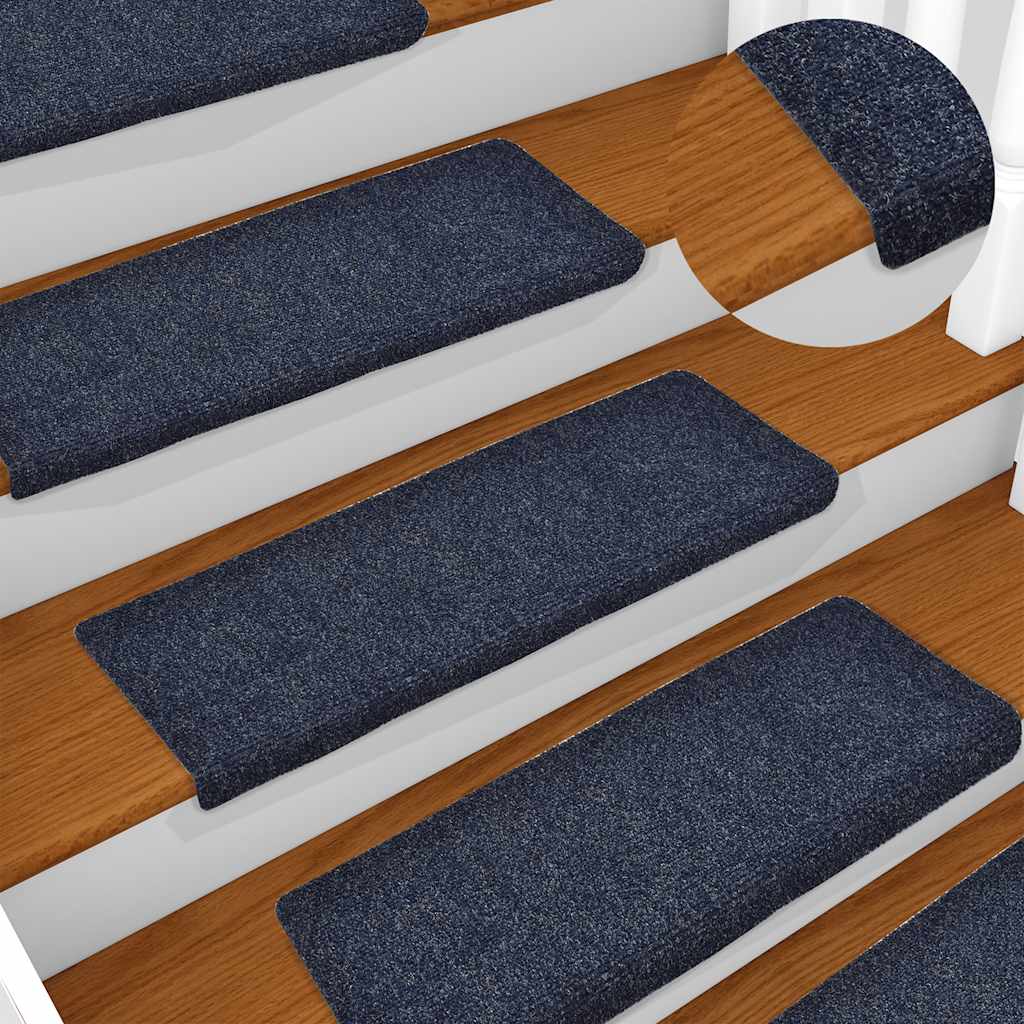 Stair mats 15 pcs needle stamp 65x21x4 cm blue