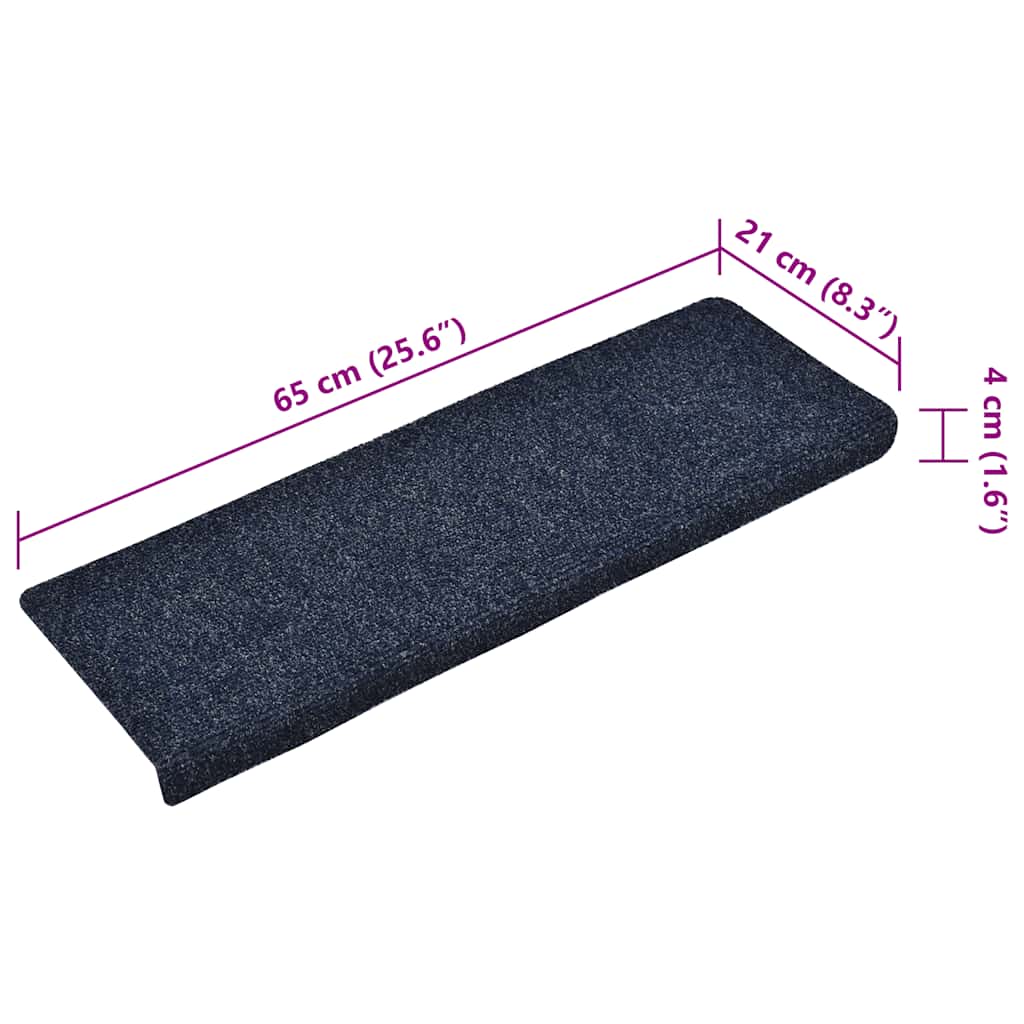 Stair mats 15 pcs needle stamp 65x21x4 cm blue