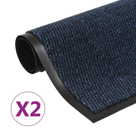 Dust control door mats 2 pcs rectangular tufted 40x60 cm blue
