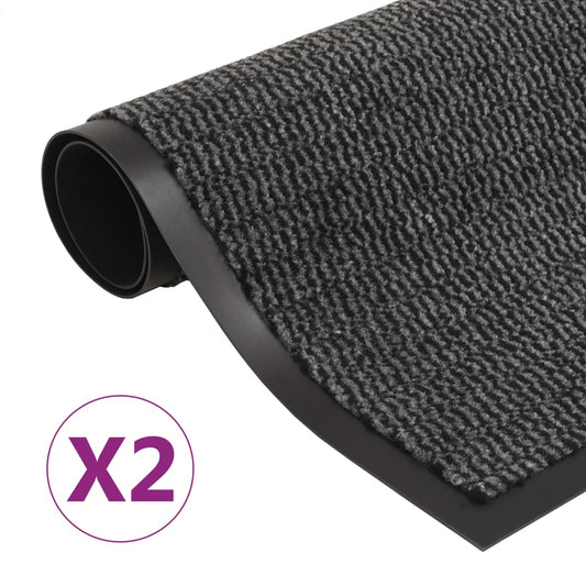 Dust control door mats 2 pcs rectangular 60x90 cm anthracite