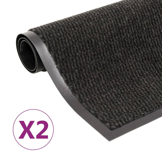 Dust control door mats 2 pcs rectangular 80x120 cm black