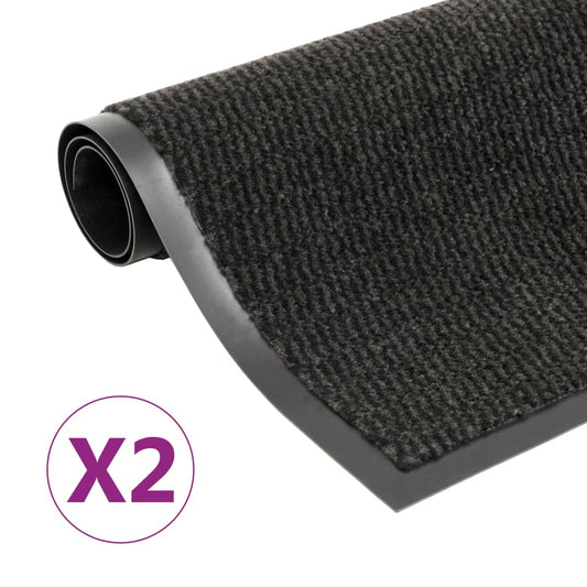 Dust control door mats 2 pcs rectangular 90x150 cm black
