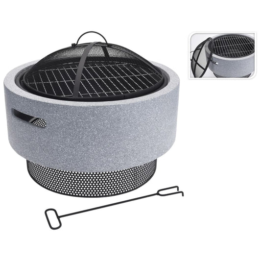 Fire pan with grill stand round light gray 52x18.5 cm