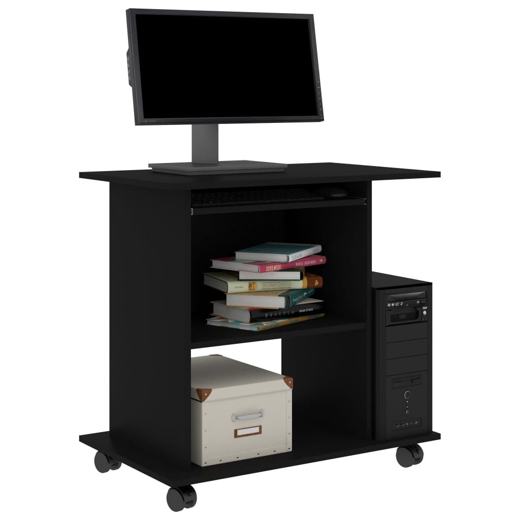 Computer desk black 80x50x75 cm engineered wood