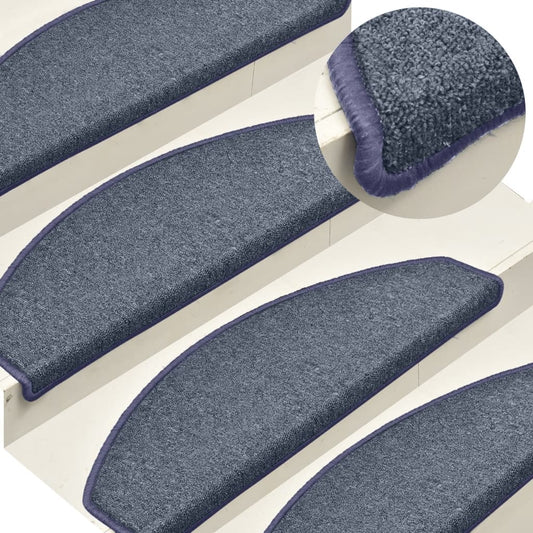 Stair tread rugs 15 pcs dark gray and blue 65x24x4 cm
