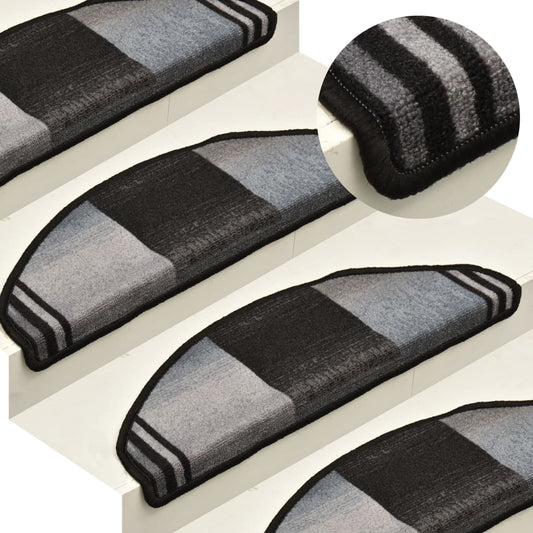 Self-adhesive stair mats 15 pieces black and gray 65x21x4 cm