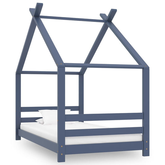 Bed frame for children solid pine grey 80x160 cm