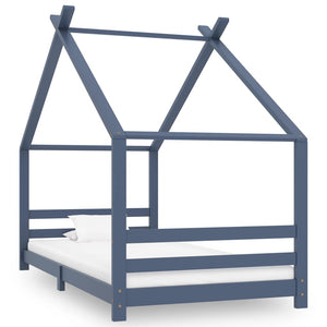 Bed frame for children solid pine grey 90x200 cm