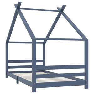 Bed frame for children solid pine grey 90x200 cm