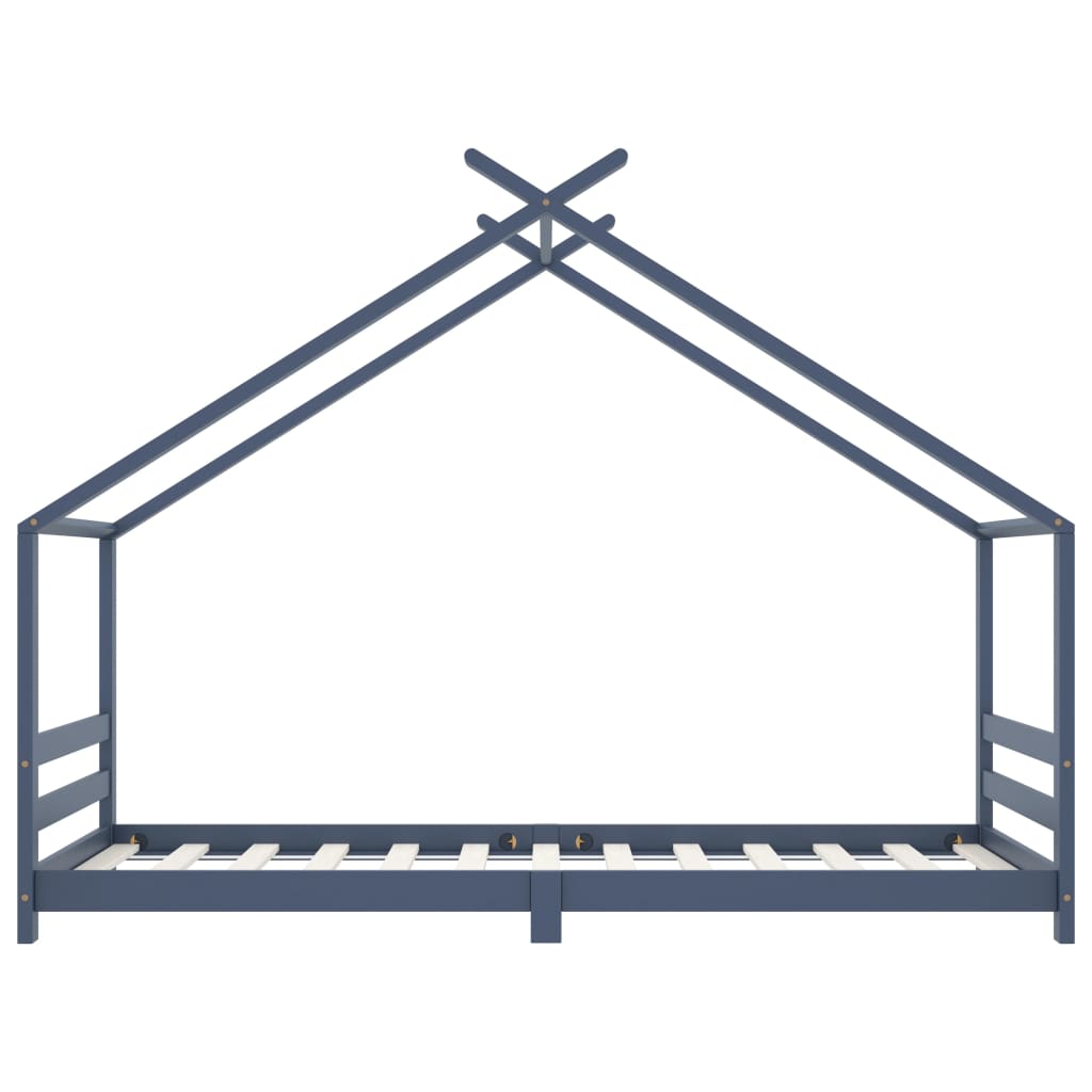 Bed frame for children solid pine grey 90x200 cm