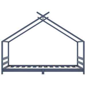 Bed frame for children solid pine grey 90x200 cm