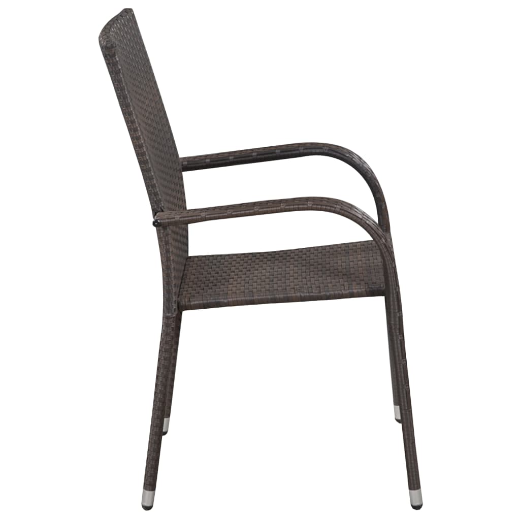 Stacking chairs 4 poly rattan brown