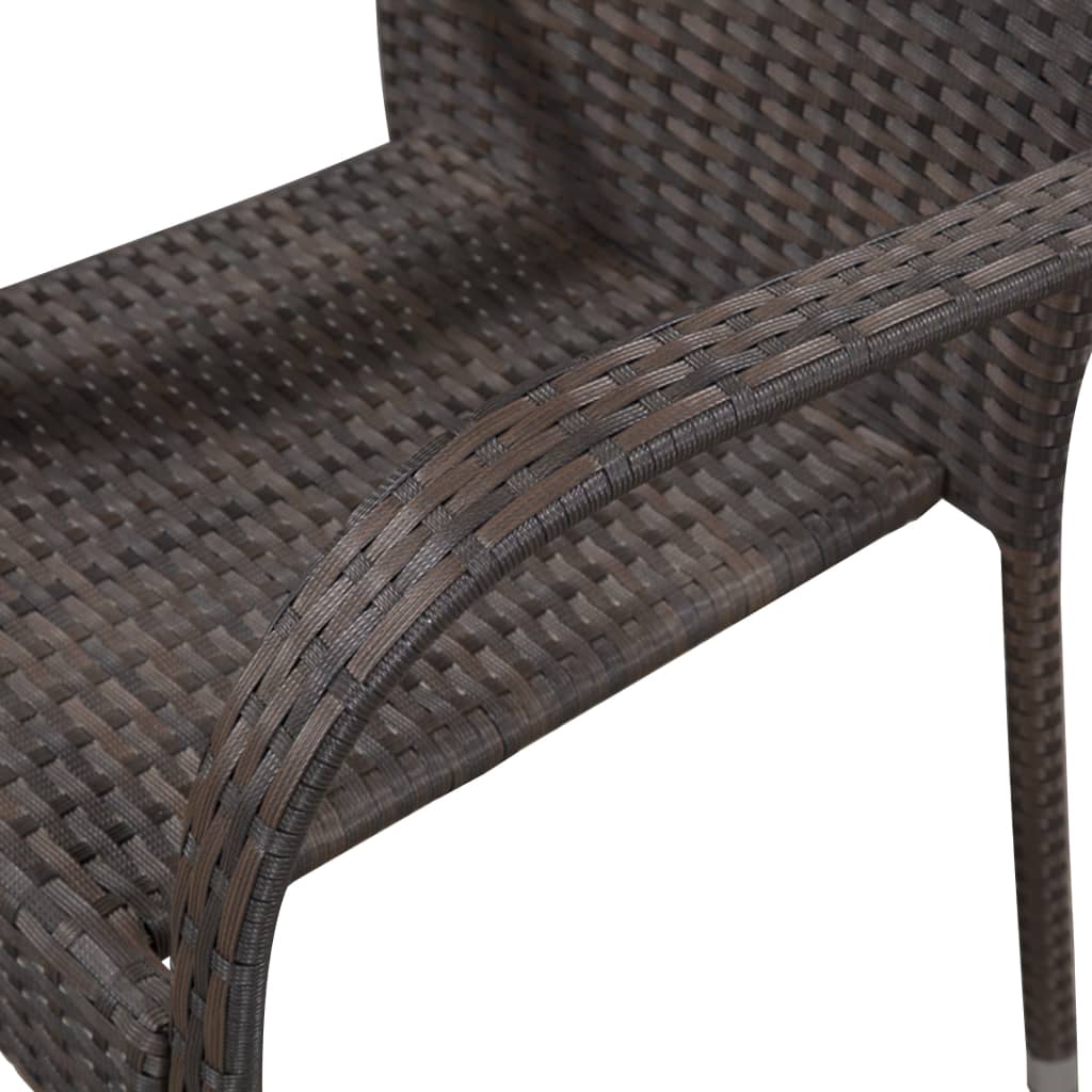 Stacking chairs 4 poly rattan brown