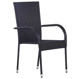 Stacking chairs 4 pcs poly rattan black