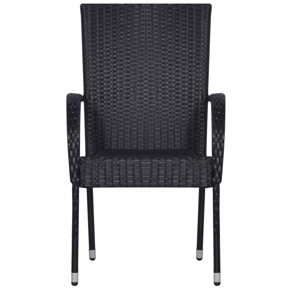Stacking chairs 4 pcs poly rattan black