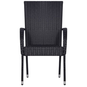 Stacking chairs 4 pcs poly rattan black