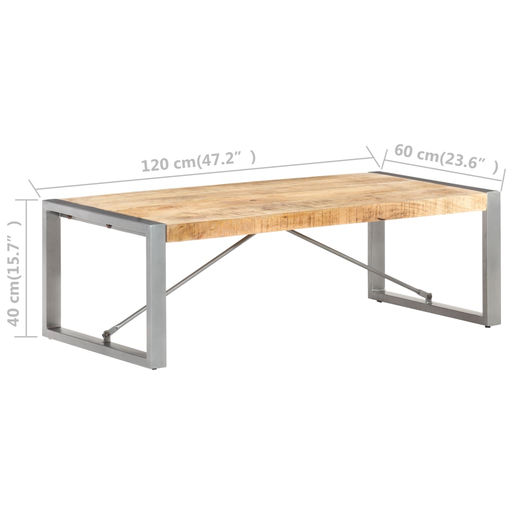 Coffee table 120x60x40 cm rough mango wood