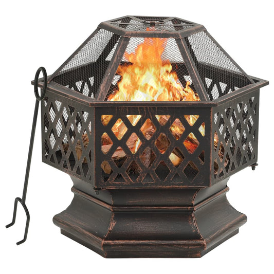Rustic fire bowl with fire dragon 62x54x56 cm XXL steel
