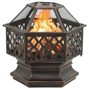 Rustic fire bowl with fire dragon 62x54x56 cm XXL steel