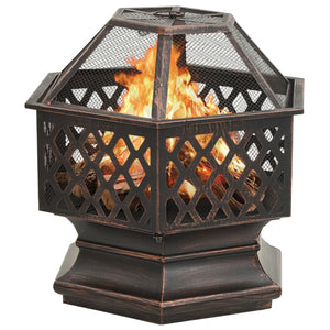 Rustic fire bowl with fire dragon 62x54x56 cm XXL steel