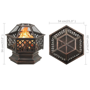 Rustic fire bowl with fire dragon 62x54x56 cm XXL steel