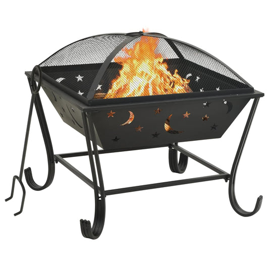 Fire pit with fire rake 62 cm XXL steel