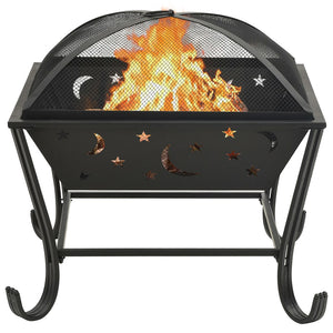 Fire pit with fire rake 62 cm XXL steel