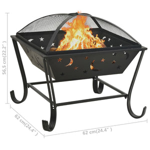 Fire pit with fire rake 62 cm XXL steel