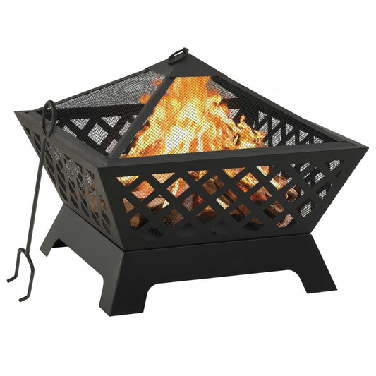 Fire pit with fire rake 64 cm XXL steel