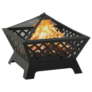 Fire pit with fire rake 64 cm XXL steel