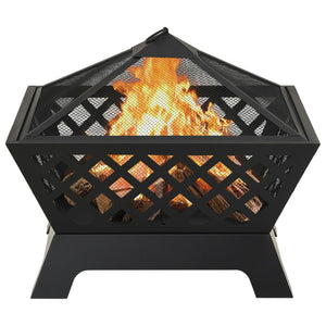Fire pit with fire rake 64 cm XXL steel