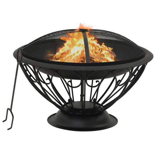 Fire pit with fire rake 75 cm XXL steel