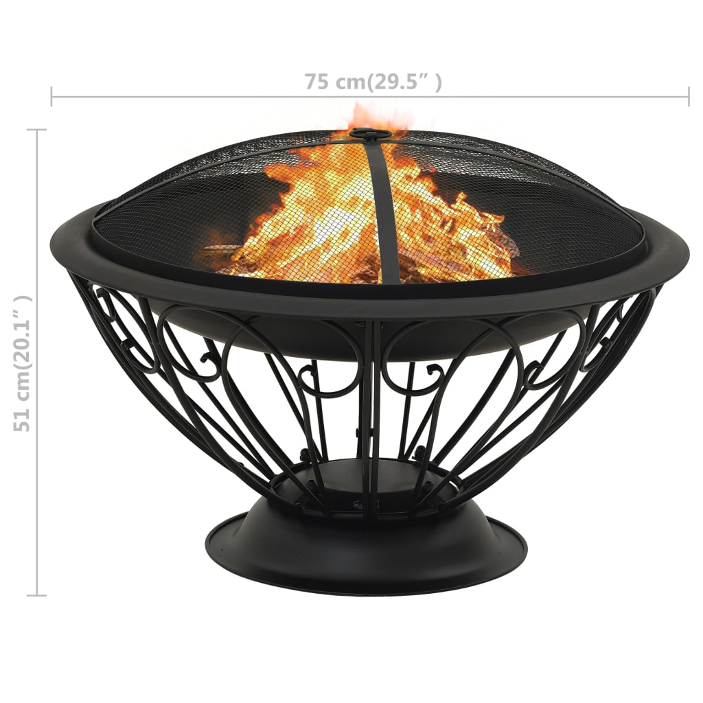 Fire pit with fire rake 75 cm XXL steel