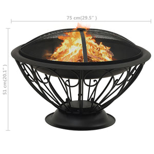 Fire pit with fire rake 75 cm XXL steel