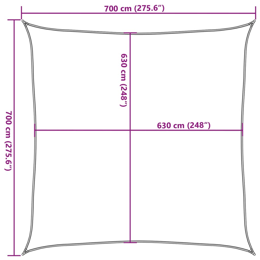 Sun sail 160 g/m² light green 7x7 m HDPE
