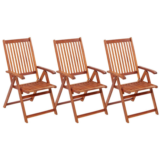 Folding chairs 3 pcs solid acacia wood