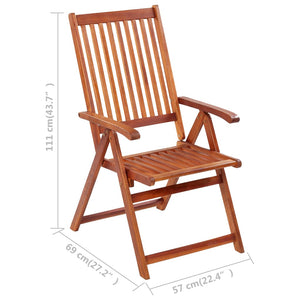Folding chairs 3 pcs solid acacia wood