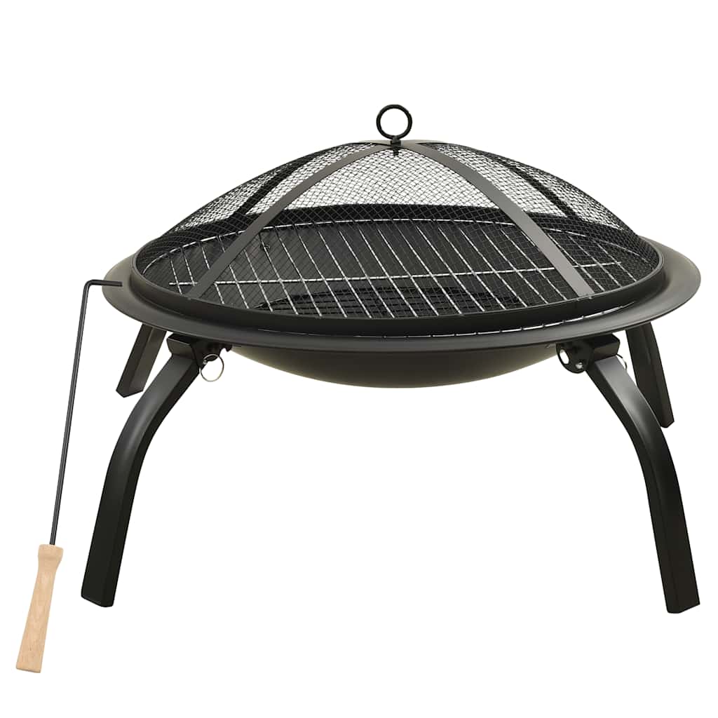 2-in-1 Fire pit and grill with fire dragon 56x56x49 cm steel