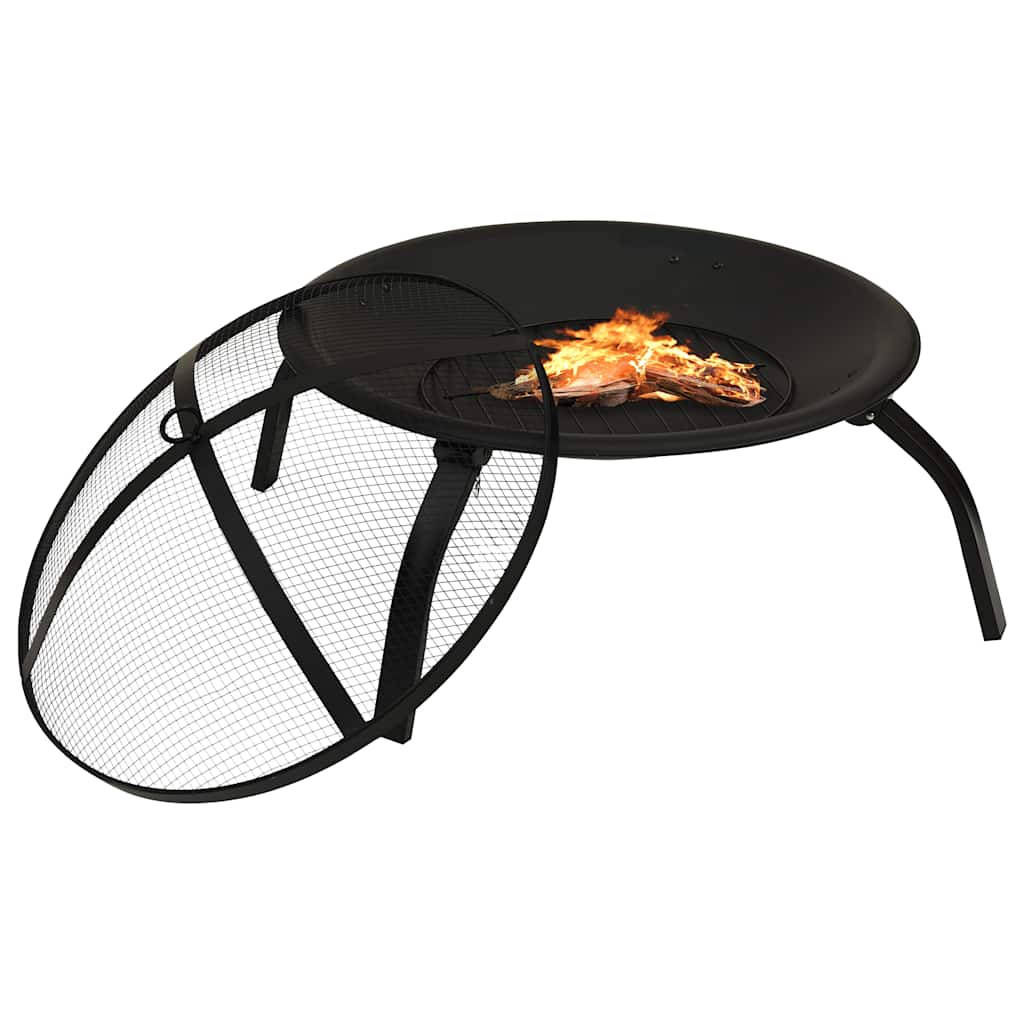 2-in-1 Fire pit and grill with fire dragon 56x56x49 cm steel